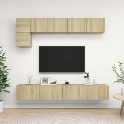vidaXL - 5-delige - Tv-meubelset - bewerkt - hout - sonoma - eikenkleurig