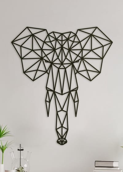 Wanddecoratie Polygon | Olifant - L (51x60cm)