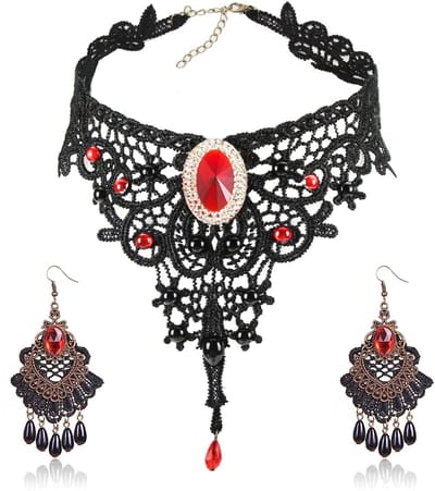 Solidchoice - Gothic Halsband met Oorbellen Set voor Cosplay en Halloween