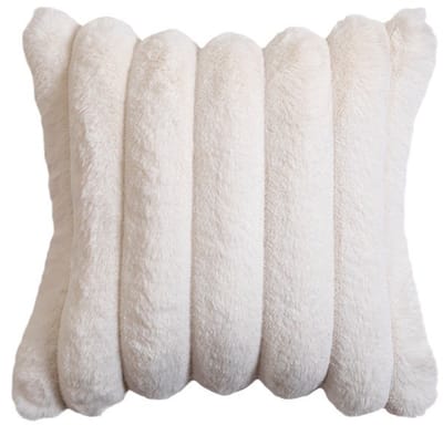 Kussenhoes-Decoratieve zachte en pluizige gestreepte kussenhoes - Geschikt voor slaapkamerbankkussens - 45x45cm -Wit