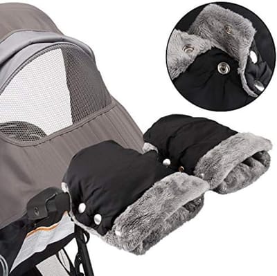 PromoHome Kinderwagen Handwarmer - Waterdichte en Winddichte Handschoenen met Zachte Fleece Voering - Universele Maat voor Buggy, Fietsaanhanger en Rolstoel - 17x20 cm