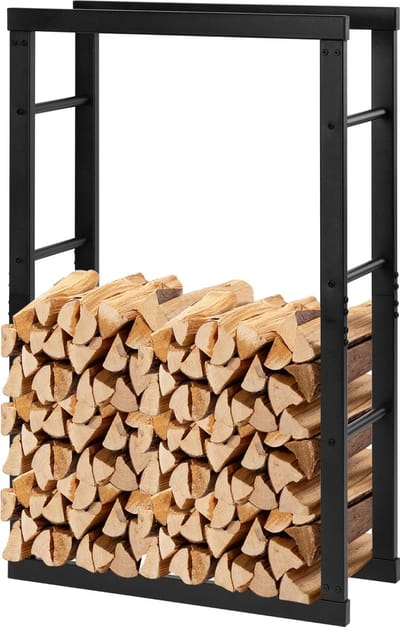 Betaalbare Goederen® Brandhout Rek - Zwart - Brandhoudrek - Outdoor - Metaal - Stapelhout - Voor Tuin - Houtopslag - Houtrek