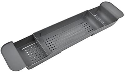 Dailygoods- Bad Caddy Uitbreidbaar - Multifunctioneel Afvoerrek - Antislip Badrekje - Waterdicht PP-Materiaal - Organizer voor Boek/Wijn - Badrek