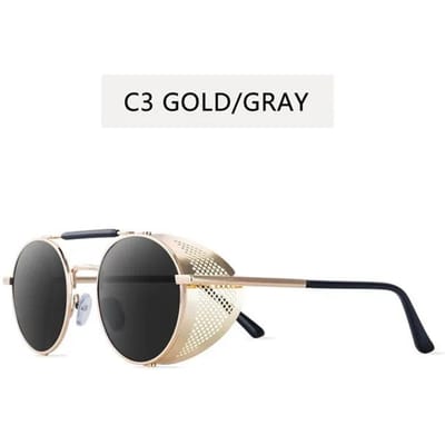 Lunettes de soleil rondes rétro en métal Steampunk Homme Femme Tendance Designer Vintage Lunettes de soleil Oculos De Sol Nuances Protection UV As Picture