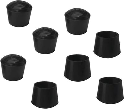 Vloerbeschermers voor Stoelpoot, 25mm 1 Inch Antislip Rubber Stoelpoot Kappen, Zwart, 8 Stuks