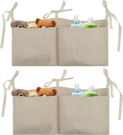 2-in-1 Babybed Organizer 2 Stuks - Hangende Bedtas voor Luiers, Speelgoed en Kleding