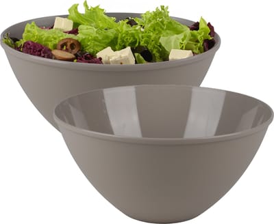 Urban Living Beslagkom/mengkom/salade schaal - 2x - 5 liter - kunststof - beige - D27 x H13 cm