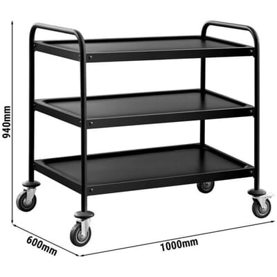 GGM Gastro Servierwagen - 1000x600mm - mit 3 Abstellflächen - Schwarz