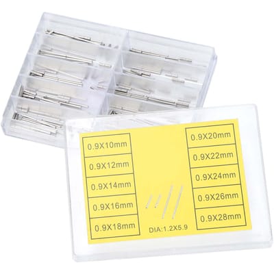 100 stuks Horlogebuis Staaf Legering Horlogeband Sluiting Schakelpen Verbindingsas 0.9mm 10?28mm yellow