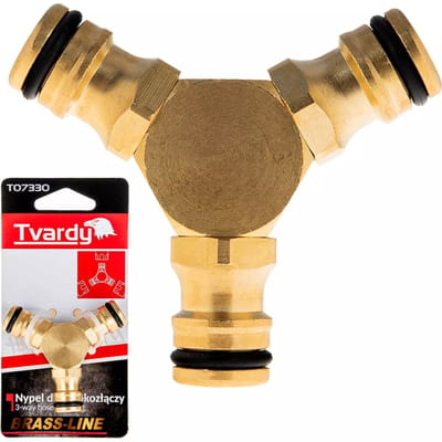 Tvardy 3-weg slangverbinder - Massief Messing - Corrosiebestendig - Eenvoudige Installatie