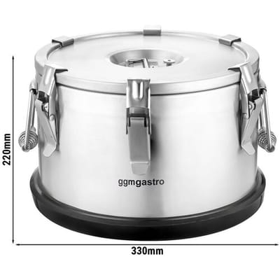 GGM Gastro Edelstahl Thermo-Transportbehälter - 10 Liter - Höhe: 220mm - mit Gummiboden