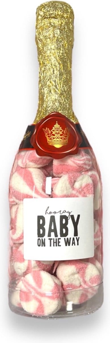 Geboorte fles met roze spekjes - 250 gram - Gender reveal - Babyshower - Kraamcadeau - Kraamkado - Girl