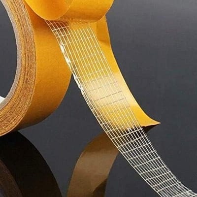 Dubbelzijdige Glasvezel Tape met Super Plakband - Ideaal voor Auto, Stof, Leer en Alloystukken - 25mm x 25m Geel