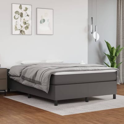 vidaXL - Boxspring - bed - kunstleer - grijs - 140x200 - cm