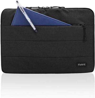 Thijox - Ewent EW2521 City Sleeve 14.1 inch Zwart Laptoptas met Zachte Binnenvoering, Extra Vak voor Tablet en Toebehoren, Bescherming voor Notebook,