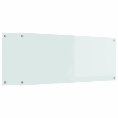 vidaXL - Keukenachterwand - 2 - pcs - Wit - 120 - x - 50 - cm - gehard - glas
