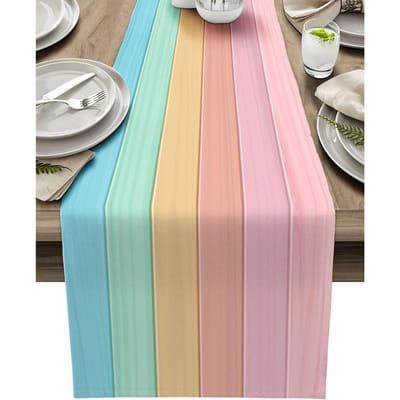 Kleurrijke Regenboog Linnen Tafelkleden Eetkamer Decoratie Wasbare Eettafelkleden Feestdecoraties Feestartikelen 150x33cm white