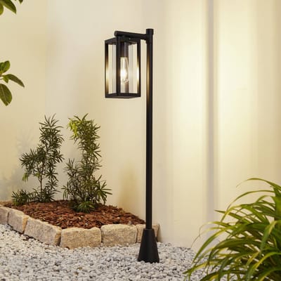 Lucande - Tuinpad verlichting - 1licht - Gegoten aluminium, acryl - H: 100 cm - E27 - zwart, transparant
