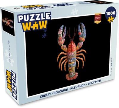Puzzel Kreeft - Borduur - Kleurrijk - Bloemen - Legpuzzel - Puzzel 1000 stukjes volwassenen