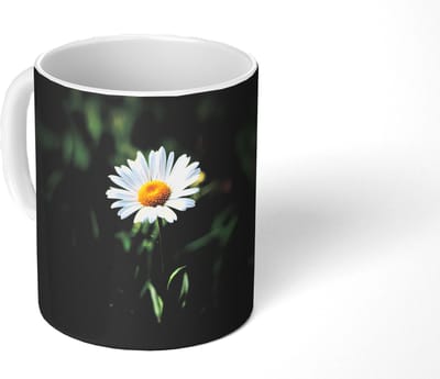 Mok - Koffiemok - Wit - Madeliefje - Bloem - Gras - Mokken - 350 ML - Beker - Koffiemokken - Theemok