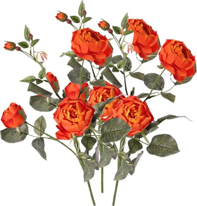 Top Art Kunstbloem roos Ariana - 3x - oranje - 73 cm - kunststof steel - decoratie bloemen