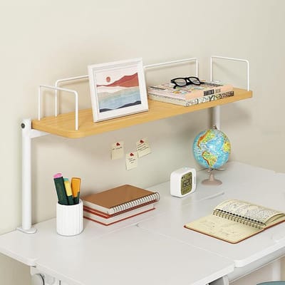 Opklikbaar Bureaurek - Bureauopbergrek - Bureau Organisatie - C-clip Bevestiging - 120cm Breedte - Walnoot