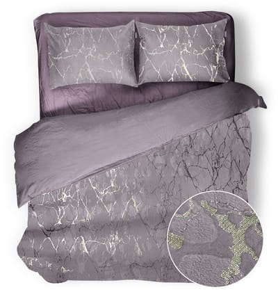 Eleganzzz Dekbedovertrek Marbel Foil Velvet - Rose - Dekbedovertrek 200x200/220cm - 100% Velvet - Tweepersoons dekbedovertrekken - Abstract Dekbedovertrek