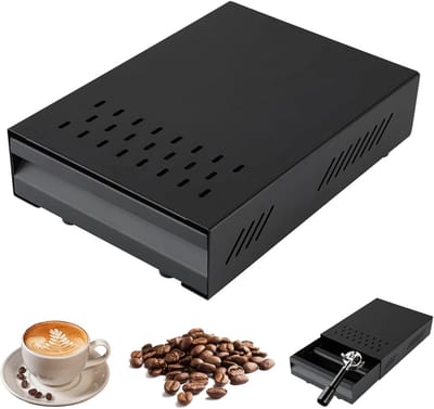 Koffiedik Afklopbak - Koffie Lade - Espresso Bereiden - Roestvrij Staal - 35 x 25 x 8 cm - Zwart