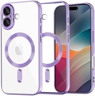 Hoesje geschikt voor Apple iPhone 17 - Techsuit Luxury Crystal Back Cover - Geschikt voor MagSafe - Transparant/Lichtpaars