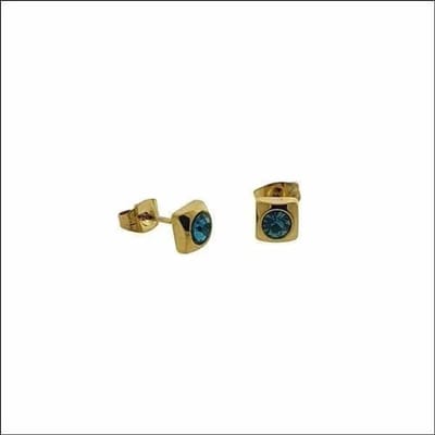 Aramat Jewels | Oorbellen | Blauwe Zirkonia Goudkleurige RVS Oorbellen | | | |6mm | Staal | Kinderen, Volwassenen | Verkleurd niet