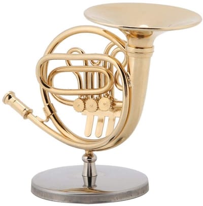 Dailygoods- Miniatuur-boshoorn van messing - Gouden replica - Instrumentenmodel - Ornament - Kerstcadeau - Hoogwaardig kunsthandwerk - Instrumentmodel