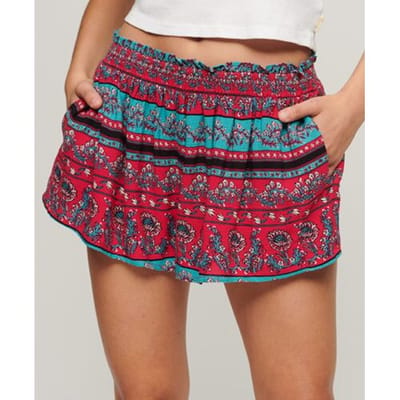 Superdry Strandshort met Smokwerk Roze Grootte: 38