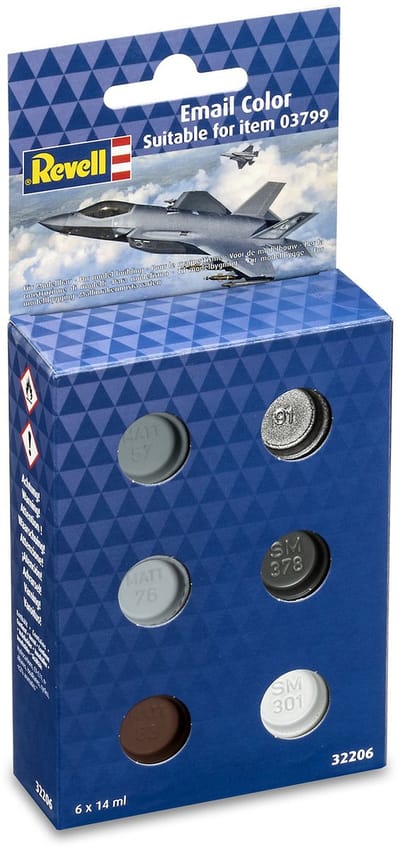 Revell Hobbyverf Enamel verf - 32206 Verfkleuren voor 03799 Lockheed Martin F-35A Lightning II® - 6x14ml - Enamel Set Verf set