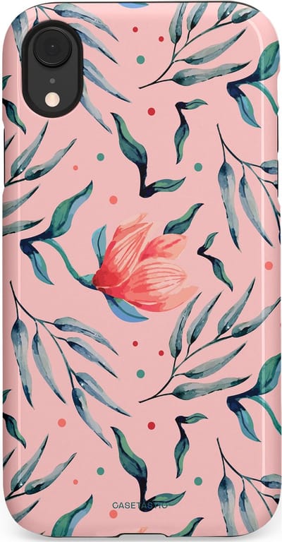 Casetastic hoesje geschikt voor Apple iPhone XR - Dubbellaagse bescherming - Roze Bloemen en Takken - Fashion Case - Lichtroze Zilver Perzik
