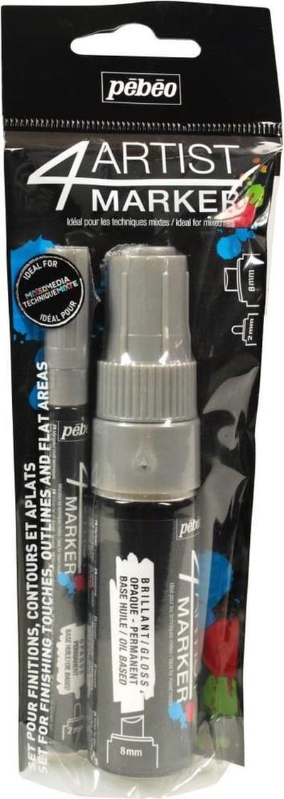 Pebeo - 4Artist Markers - 2.0&8.0mm - Zilver - set 2 stuks