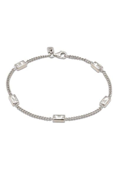 KUZZOI - Armband - Armband Heren Rechthoek Pantserketting Topaas Smaragdgeslepen Wit 925 Sterling Zilver Geschenken voor Mannen 21 cm - Heren