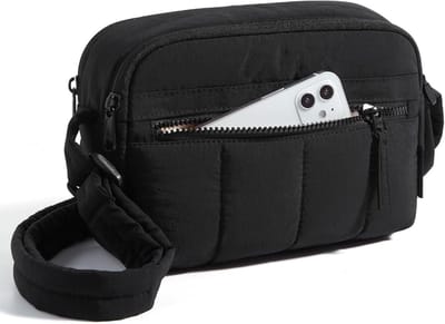 Mini Crossbody Tas voor Dames - Puffy Schouderhandtas met RFID-blokkering - Zwart - Klein - 1 Stuk