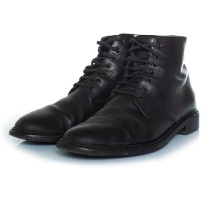 Zwarte leren veterschoenen tot enkel