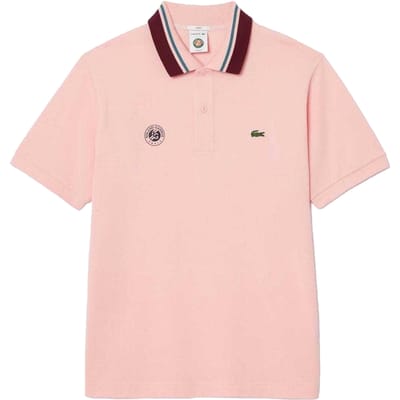 Lacoste Herenpolo met korte mouwen, relaxte pasvorm en zijsplitten van Roland Garros (Roze)