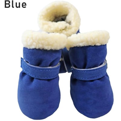 4 stuks/set dikke, warme winterschoenen voor honden, zacht pluche, antislip, waterdicht, sneeuwlaarsjes voor puppy's, wandelschoenen voor buiten, huisdieraccessoires S