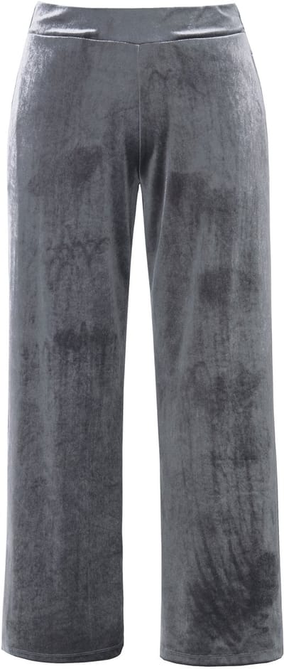 MIAMODA - Dames - Fluwelen broek wijde pijpen elastische tailleband - Antraciet - Maat 44