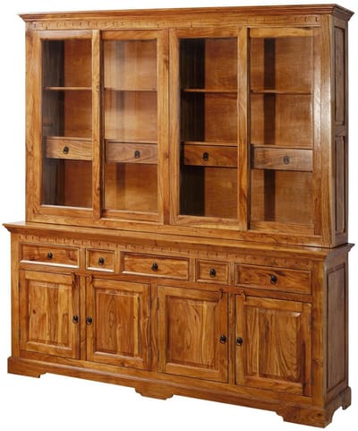 MASSIVMOEBEL24.DE acacia buffetkast lichtbruin 204x50x220 cm (BxTxH) gelakt deels gemonteerd OXFORD volledig massief #0340