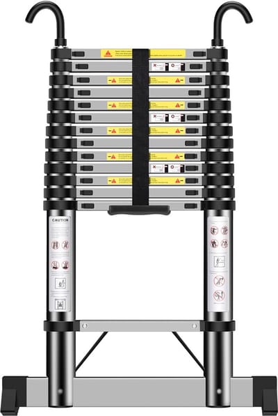 Telescopische Ladder - Inklapbare Steiger - Werk Op Hoogte - Met Stabilisatorstang - 4.7 Meter - Zilver