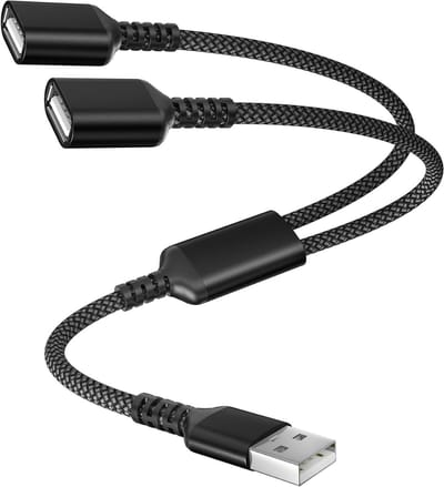 USB Splitter Y-kabel 0.3M, USB Y-extensie kabel van 1 mannelijke naar 2 vrouwelijke poorten, ideaal voor Mac, Xbox One, PS5, laptop, toetsenbord, muis en LED-verlichting.