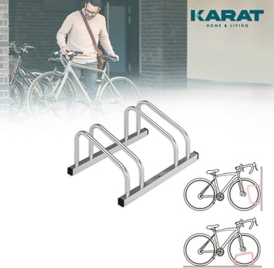 FLOORDIREKT Fietsenrek Linus - Voor Vloer- of Wandmontage - Verschillende Maten - Zilver - Voor 2 Fietsen