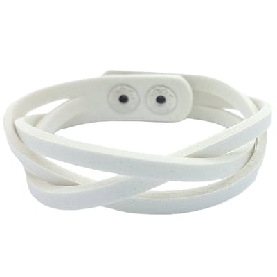 Rhylane - Lederen Armband - Knoopsluiting - Wit - Maat 20 cm