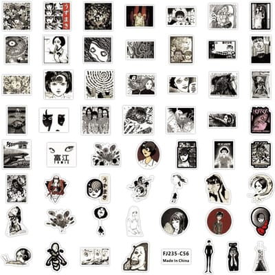 50 stuks Junji Ito Horror Manga Stickers Pak Tomie Uzumaki Karakter Decals Sticker Story Winkel gray