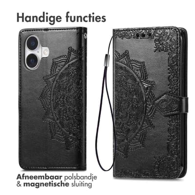 imoshion Hoesje - Geschikt voor Apple iPhone 17 - Mandala Bookcase - Zwart