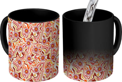 Magische Mok - Foto op Warmte Mokken - Koffiemok - Retro - Disco - Bloemen - Multi - Magic Mok - Beker - 350 ML - Theemok