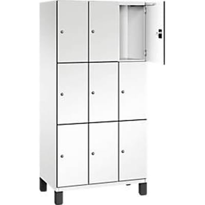 C+P Cambio lockerkast, 3 vakken, 9 vakken, op poten, B 900 x D 525 x H 1980 mm, verkeerswit/wit
